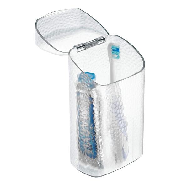 iDesign 53450 Rain Toothbrush Holder Clear, 3-Compartment Organizer with Lid - Picture 1 of 6